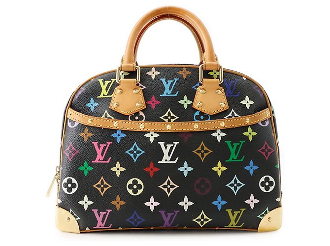 Louis Vuitton Monogram Multicolor Trouville Handtasche Schwarz Beige