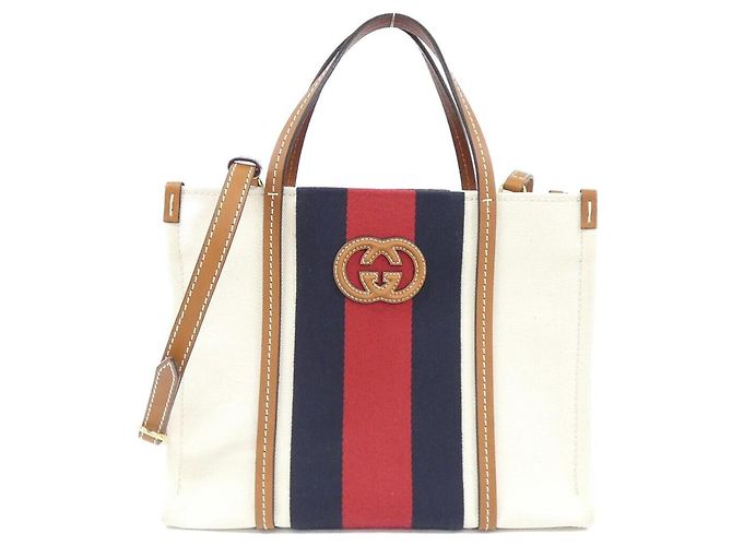 Borsa a mano Gucci in tela bianca Bianco