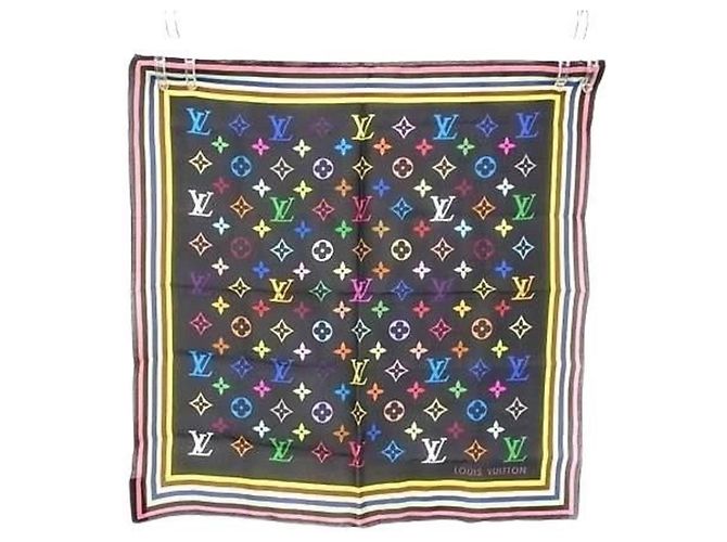 Lenço Monogram Louis Vuitton Preto Multicor