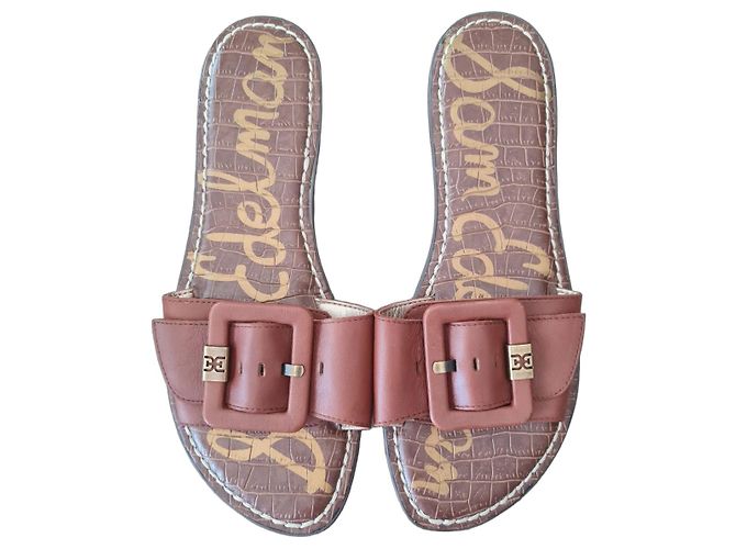 Sam Edelman brown leather flat sandals with buckle