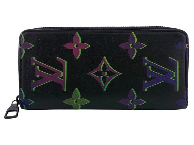 Louis Vuitton Monogram Zippy Wallet Black Green Purple