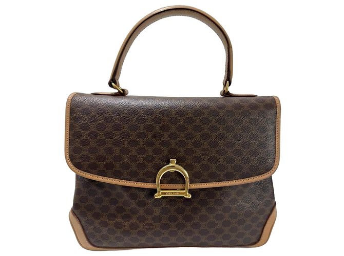 Céline Celine Macadam Logo Monogram Handtasche Braun Gold hardware