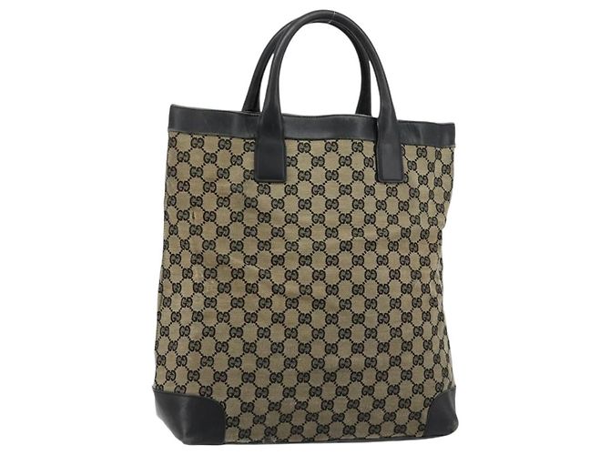 Borsa Tote GUCCI GG Canvas Nera 002 1121 Auth bs35575 Nero