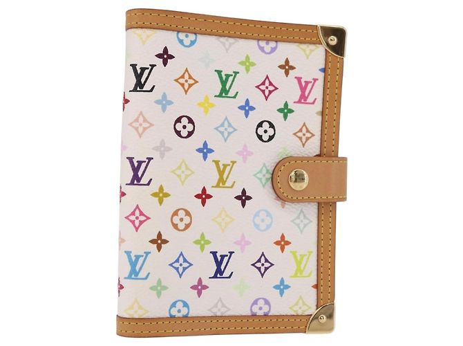 LOUIS VUITTON Monogram Multicolor Agenda PM Planner Cover R21074 Auth 184784SAM White