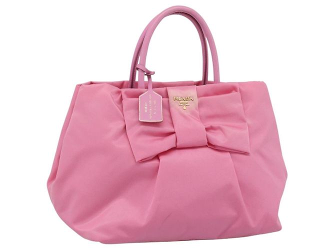 Bolsa PRADA Nylon Rosa Ouro Auth ka4702A Dourado