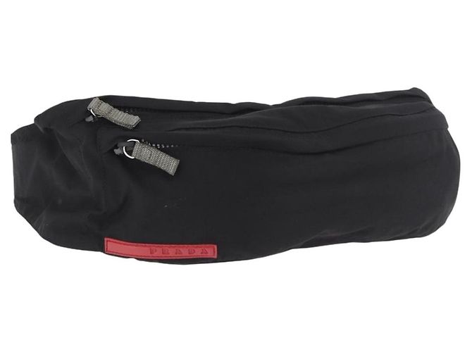 Gürteltasche PRADA Sports Line Nylon Blau Silber Auth ti3992