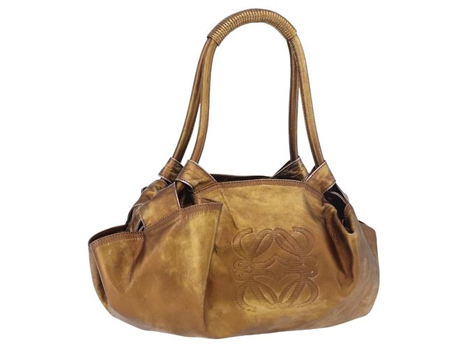 Borsa LOEWE Anagram in pelle Bronzo Oro Auth bs35497 D'oro