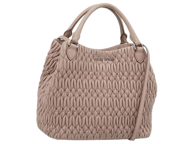 Miu Miu Matelasse Handtasche aus Leder 2way Rosa Silber Auth 184822SAM Pink