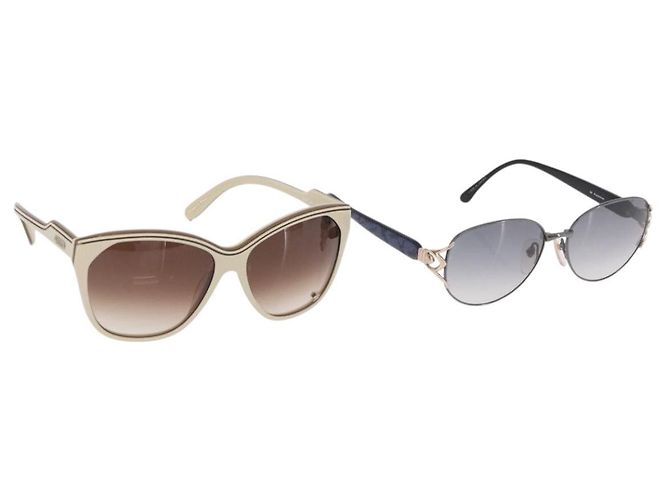 Chloé Gafas de sol Chloe Saint Laurent de plástico 2 Set Blue Ivory Auth BA13444 Azul Crudo