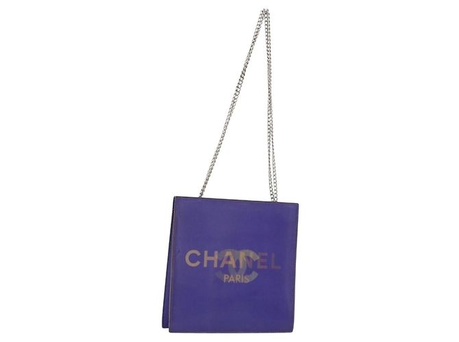 CHANEL Borsa a Spalla Hologram Line Chain Nylon Viola Argento CC Auth bs35589A Porpora