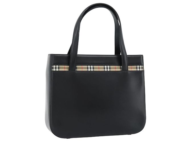 Borsa Burberry in pelle nera argento Auth 185493A Nero