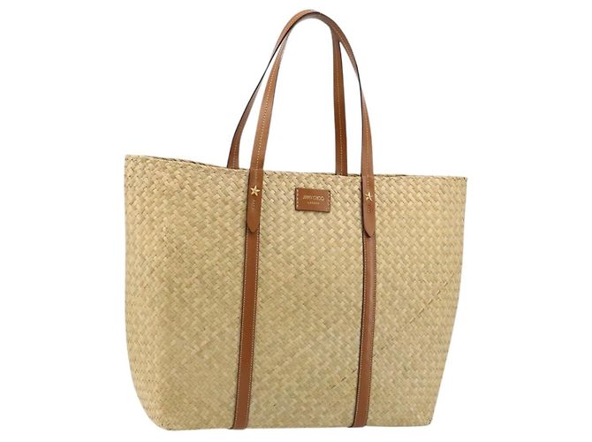 Sac cabas Jimmy Choo en raphia beige Auth BA13412A