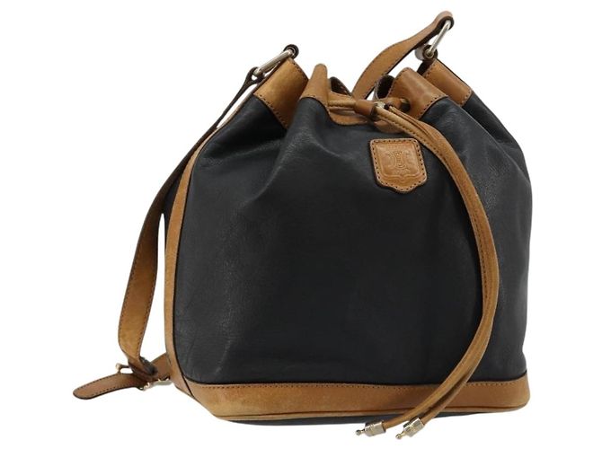Céline Bolsa de ombro CELINE em couro preto com detalhes dourados Autêntica 185080