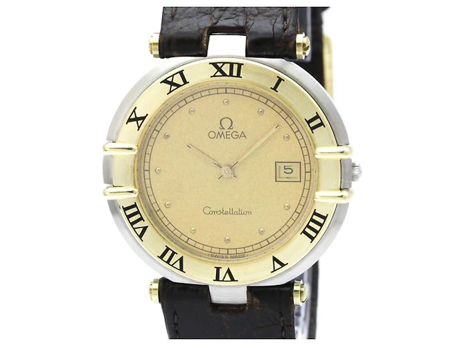 Relógio Masculino OMEGA Constellation Date em Ouro 18K e Aço