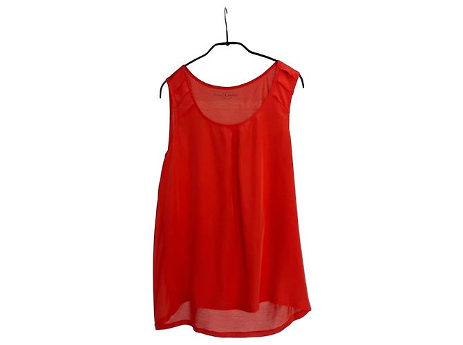 Luisa Cerano Top de seda vermelho sem mangas Coral