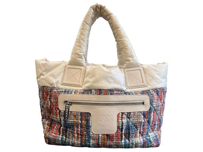 2014 Chanel Handbag in Multicolor and White Nylon