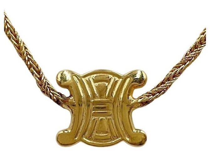 16 Céline Colar CELINE Macadam Gold Metal Dourado
