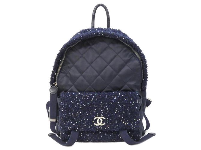 Mochila Chanel 91964 Navy Tweed Azul marino