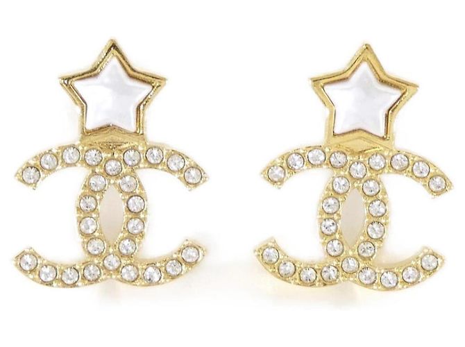 Chanel ABC824 Ohrstecker Weiß Golden
