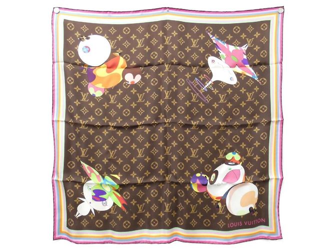 Sciarpa Louis Vuitton Monogram Carre Super Flat Marrone