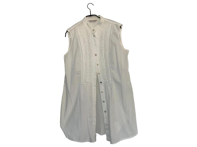 Autre Marque Max Volmory weiße ärmellose Baumwollbluse