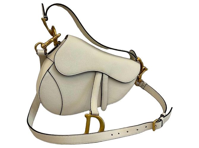 Christian Dior Bolsa Saddle Couro Branco