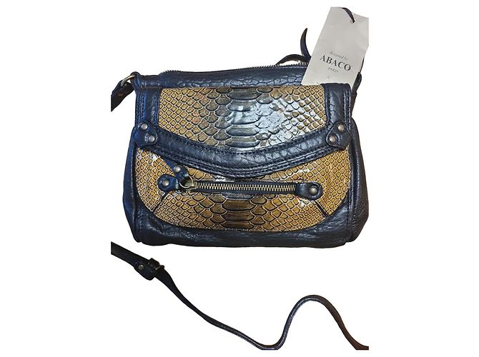 Borsa a tracolla Abaco in pelle e pitone Nero Stampa python