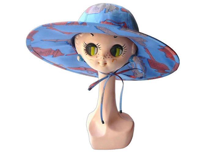 Hermès Merveilleuses Lanternes Blue Silk Hat T59