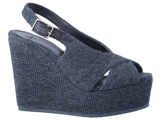 Autre Marque Castañer Dark Grey Wedge Espadrilles Dark red