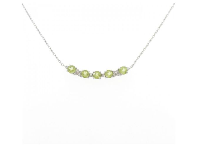 Autre Marque Peridot-Diamant-Halskette Pt900 Pt850 Grün