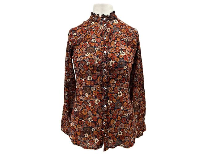 Camicetta Antik Batik floreale arancione in cotone