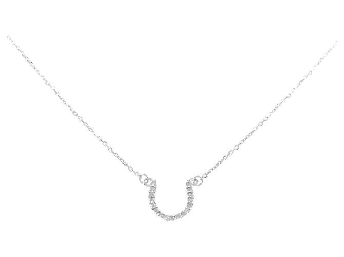 Autre Marque Collar de oro blanco 10K y diamantes Plata