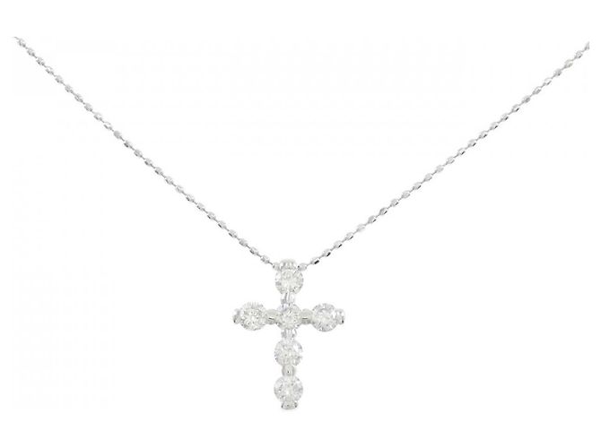 Autre Marque Collana a Croce con Diamanti e Platino Argento