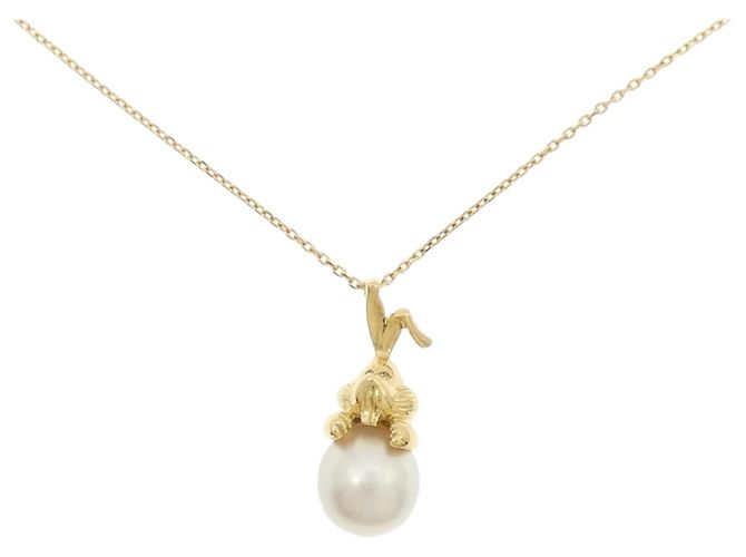 Autre Marque Collana con perle di mare bianche Rabbit e diamanti in Au750 D'oro