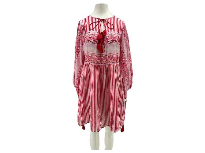 Vestido de algodão rosa e vermelho Antik Batik