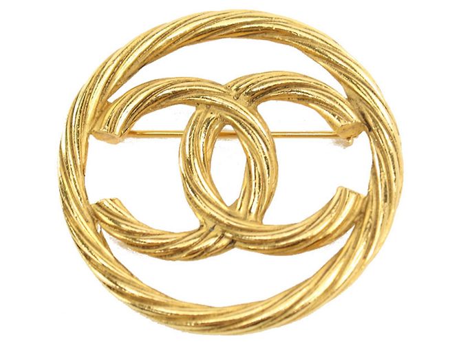 Chanel Coco Mark Brosche Gold Metall Golden