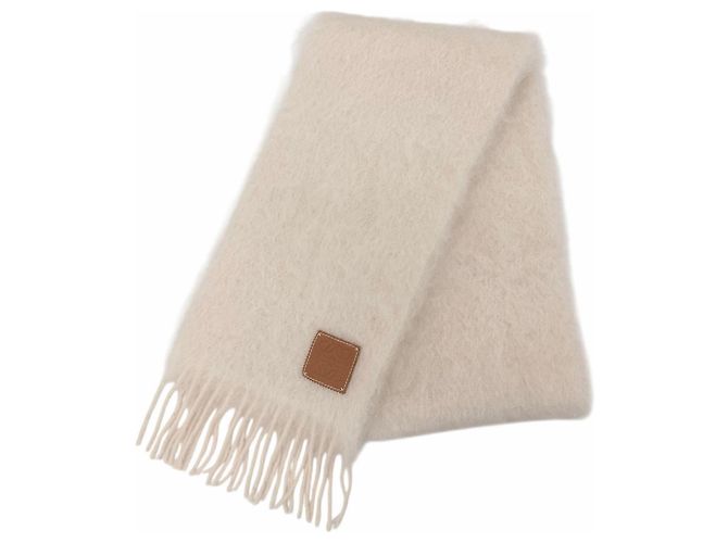 Echarpe de lã e mohair marfim Loewe Cru
