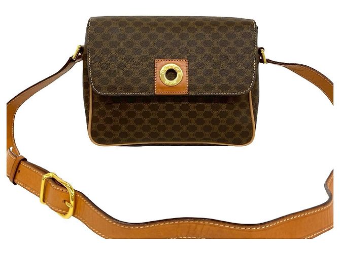 Céline CELINE Bolsa de ombro mini Macadam Blazon Marrom