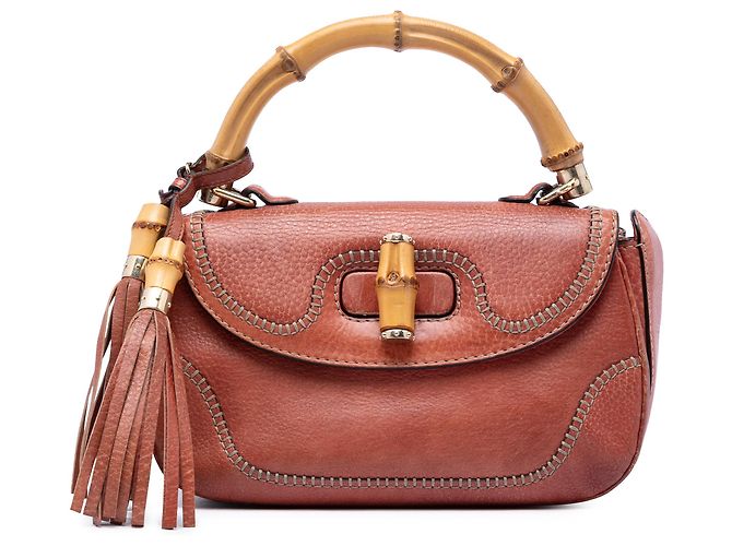 Bolsa Gucci Red Medium de couro New Bamboo Vermelho