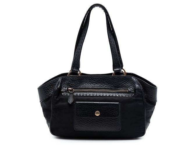 Borsa a tracolla Prada Black Berlino Trimmed Tessuto Nero