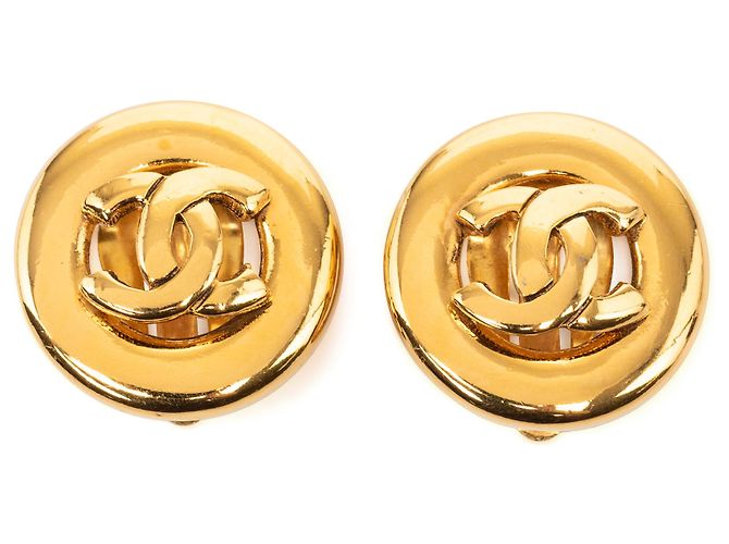 Boucles d'oreilles clips Chanel Gold CC plaqué or
