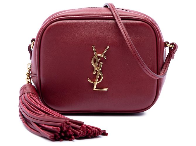 Bolsa Blogger Monogram em couro de bezerro vermelho Saint Laurent Bordeaux