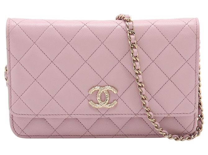 Chanel Pink CC gestepptes Caviar Wallet on Chain