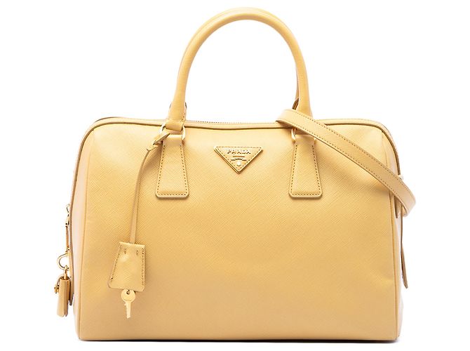 Sac Boston Lux Saffiano jaune Prada