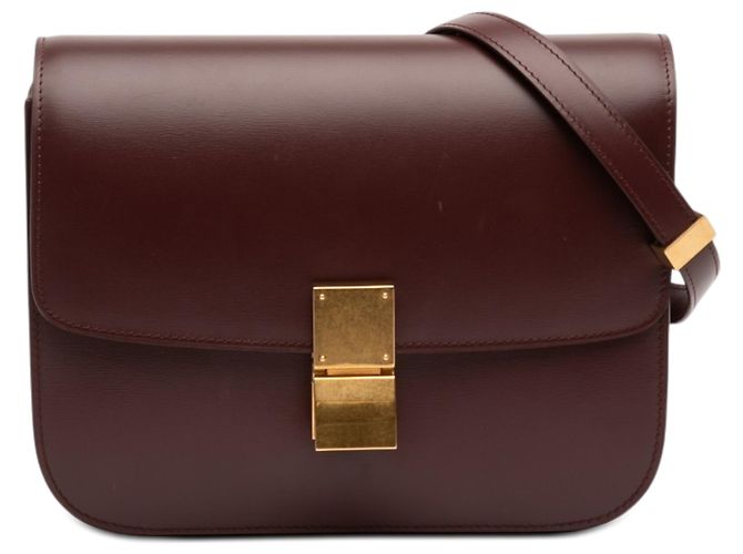 Céline Celine Red Medium Calfskin Classic Box Rouge Bordeaux