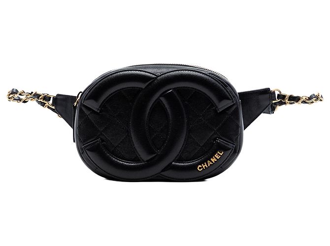 Camera Chanel Black CC gestepptes Lammleder Kamera-Tasche Coco Midnight Schwarz