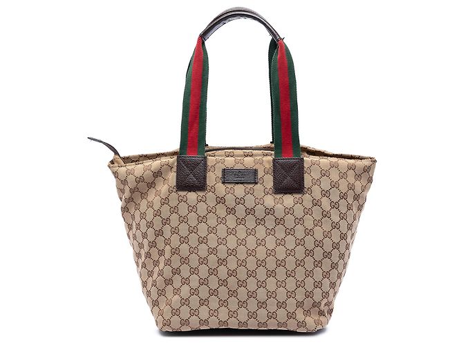 Gucci Beige GG Canvas Web Tote