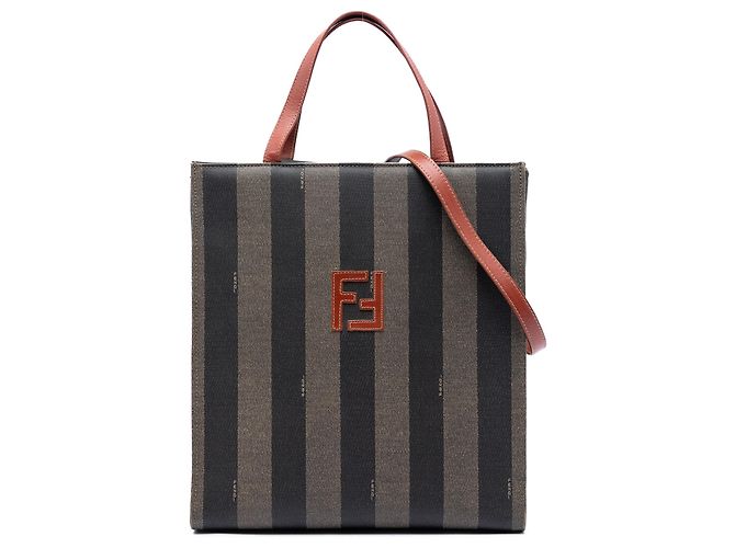 Fendi Brown Pequin Coated Canvas FF Convertible Backpack