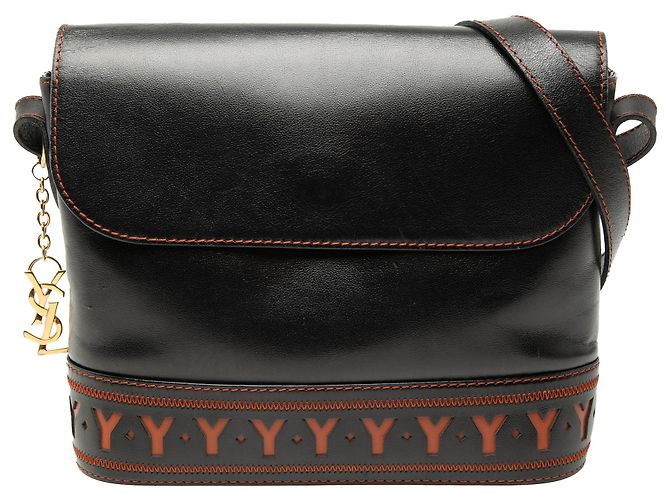 Bolsa transversal Saint Laurent em couro preto com recortes