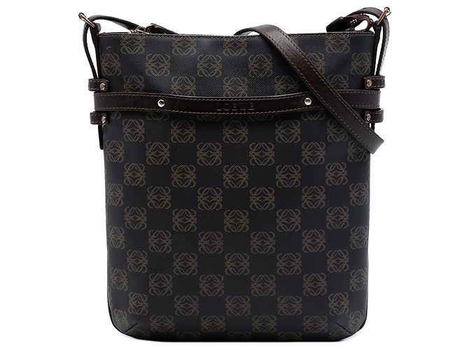 LOEWE Bolsa transversal em canvas revestido Anagram marrom